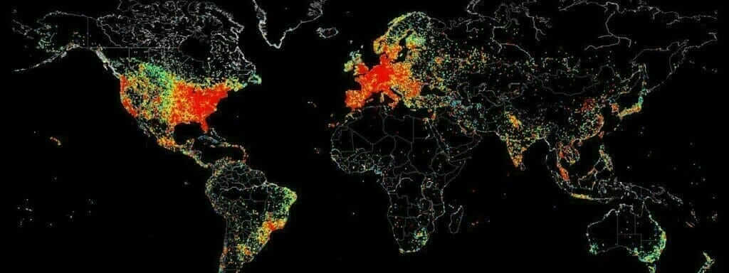 Densité des appareils connectés à internet dans le monde